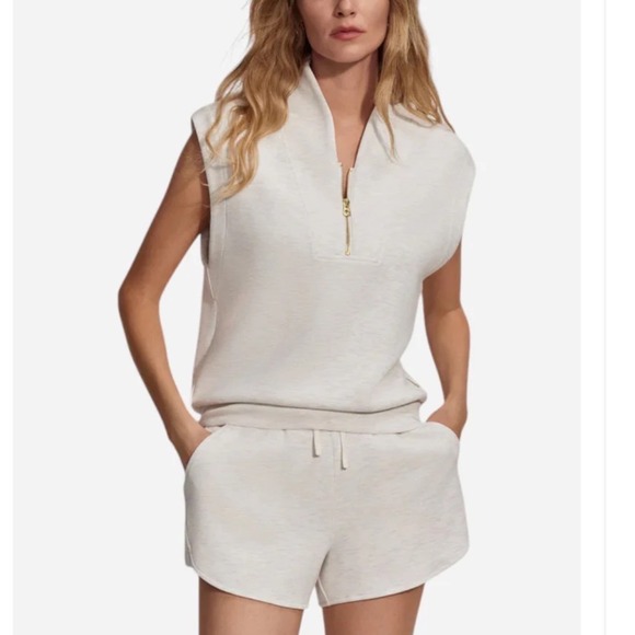 Varley Jackets & Blazers - VARLEY Loretta Half Zip Sleeveless Vest Top DoubleSoft Light Heather Grey Medium